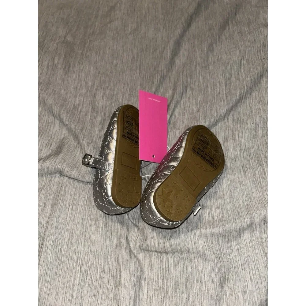 Rampage Girls Sliver Casual Dress Holiday School Ballet Flats Shoes Size 5